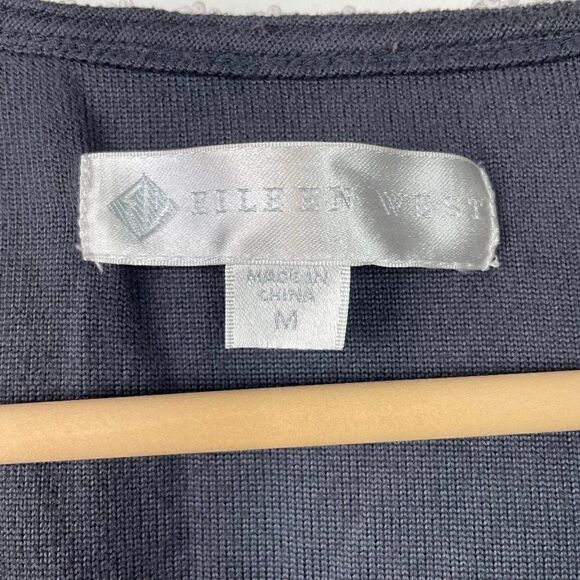 Eileen West  Two Piece Lace Trim Button Down Pajama Set  Dark Gray  Size Medium - Picture 3 of 7